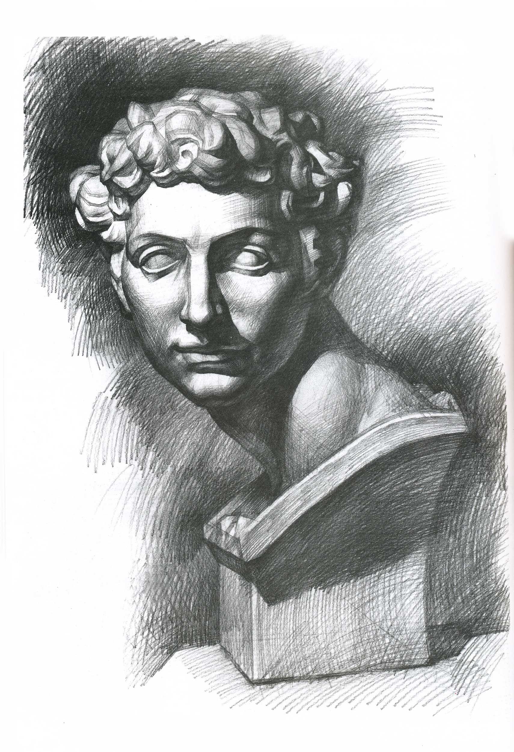 image of a drawing from a cast of Michelangelo's sculpture of Giuliano de Medici